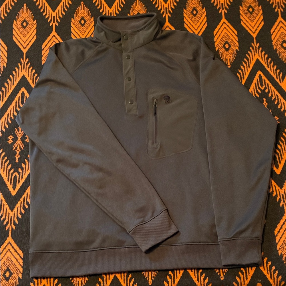Mountain Hardwear Charcoal Gray Snap-Placket Pullover Microfleece Sweatshirt